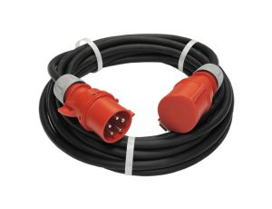 Przedłużacz budowlany elCORD z inwerterem faz CEE 32A 400V IP44 15m H07RN-F 5G4 (gumowy OPD) z wt. i gn. CEE 32A-5P 31355150