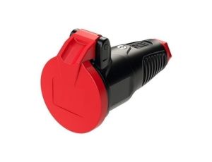 Gniazdo przenośne gumowe 16A 230V IP54 TAURUS2 z klapką pierścień czerwony 2412-srw
