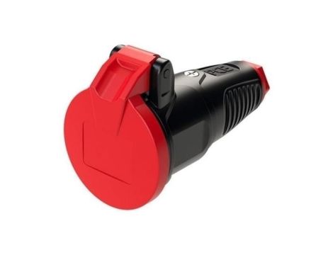 Gniazdo przenośne gumowe 16A 230V IP54 TAURUS2 z klapką pierścień czerwony 2412-srw