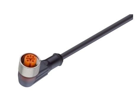 Kabel konfekcjonowany jednostronnie zakończony złącze M12 żeńskie kątowe 4-PINowe z gwintem samoblokującym PUR RKWT 4-225/5 M