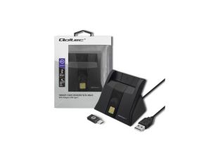 Qoltec Inteligentny czytnik chipowych kart ID SCR-0643 USB 2.0 + Adapter USB-C