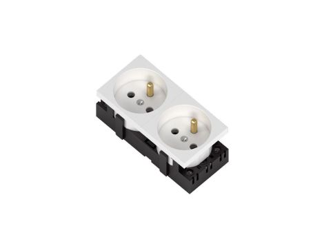 Gniazdo elektryczne standard 2B 2x2P+Z bez blokady białe podwójne 1 szt. 333528