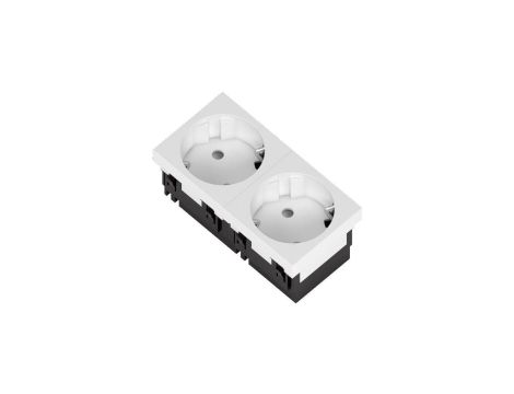 Gniazdo Schuko S2B33 2x2P+Z bez blokady białe, podwójne 33st 1 szt. 339017