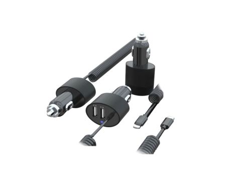 Ładowarka samochodowa 2xUSB, lightning spiralny 1.8m Maclean MCE76 5.2A MCE76