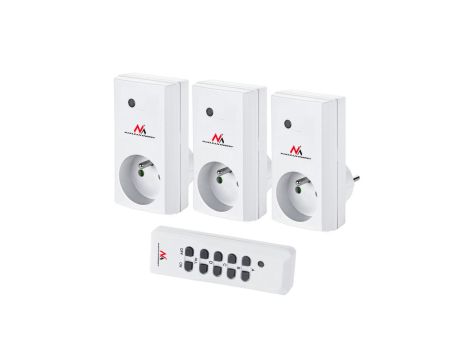 Gniazdka sieciowe wewnętrzne sterowane pilotem Maclean Energy MCE153 3szt. - programowalne + bateria do pilota MCE153