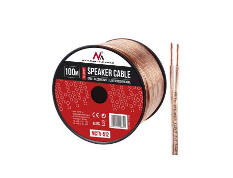 Kabel głośnikowy Maclean MCTV-512 2*1.5mm2 / 48*0.20CCA 3,5*7,0mm TRANSPARENT PVC 100m MCTV-512