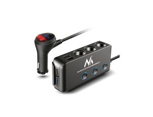 Rozdzielacz gniazda zapalniczki samochodowej Maclean MCE218, woltomierz, 3 gniazda zapalniczki, 1xQC 3.0, 3xUSB 6,8A, 1xPD 18W M