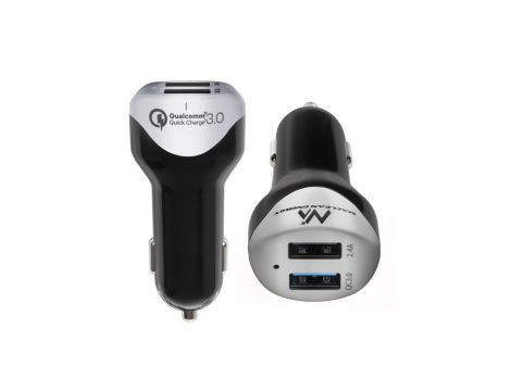 Ładowarka samochodowa max4,8A 2xUSB Maclean Energy MCE157 Qualcomm Quick Charge QC 3.0 plus kabel 1.5m Silver MCE157