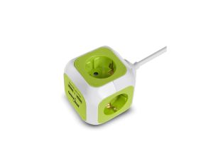 MagicCube poczwórne gniazdko prądowe, 2 wejścia usb 1,4m GreenBlue GB118G wersja niemiecka GB118