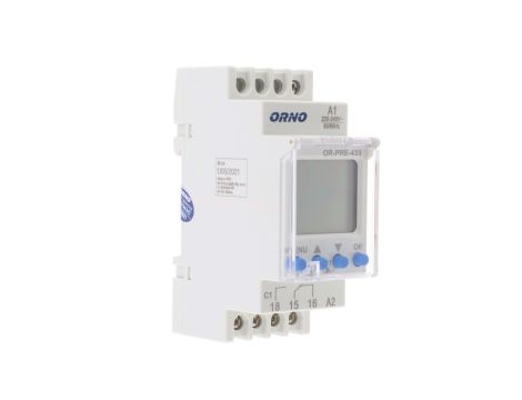 Elektroniczny programator czasowy, 52 programy, 3 języki menu, 2 moduły, DIN TH-35mm OR-PRE-433