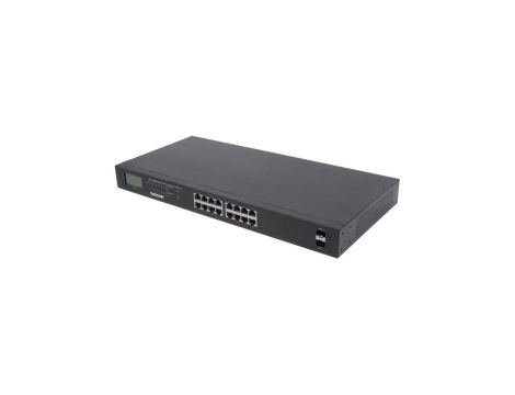 Switch Gigabit 16x RJ45, POE+, 2x SFP, LCD, Rack 19