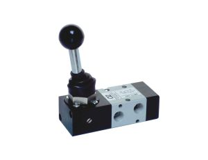 Zawór rozdzielający pneumatyczny ręczny 3/2 G 1/8 NC, monostabilny, powrót sprężyną, dźwignia