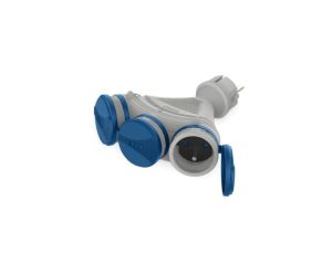 Rozgałęźnik wtyczkowy 3-gniazda z/u 16A 250V IP54 szary/niebieski GN-X3/54 W-01153