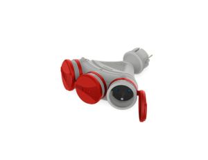 Rozgałęźnik wtyczkowy 3-gniazda z/u 16A 250V IP54 szary/czerwony GN-X3/54 W-01151