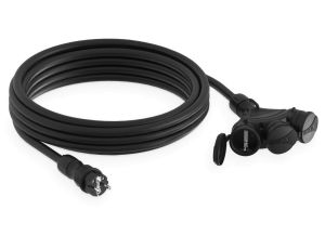 Przedłużacz budowlany 3-gniazda z/u 5m /H05RR-F 3x2,5/ IP54 czarny/czarny W-01169