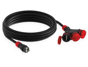 Przedłużacz budowlany 3-gniazda z/u 5m /H05RR-F 3x1,5/ IP54 czarny/czerwony W-01168