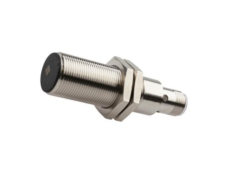 Czujnik indukcyjny M18x1 65dł zabudowany Sn: 5mm 10-30V DC PNP złącze M12 4-pinowe mosiądz niklowany IP67 IB180424