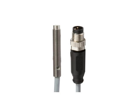 Czujnik indukcyjny M5x0.5 dł: 30mm niezabudowany Sn: 3mm 10-30V DC 85stC PNP NO zlącze kablowe M8 3pin 0.2m PUR IP67 IO050176