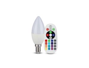 Żarówka LED 3,5W E14 C35 RGB+6400K Ściemnialna 320lm 200st. A+ (Sterowanie pilotem) 2771