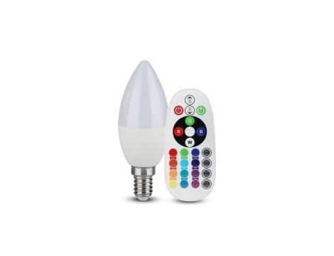 Żarówka LED 3,5W E14 C35 RGB+6400K Ściemnialna 320lm 200st. A+ (Sterowanie pilotem) 2771