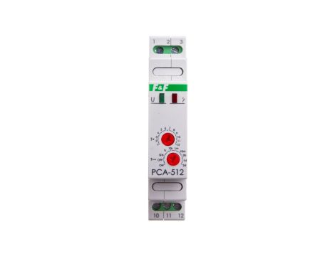 Przekaźnik czasowy 1P 10A 0,1sek-576h 24V AC/DC opóźnione wyłączenie PCA-512-24V