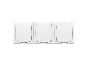 MADERA Gniazdo hermetyczne potrójne z/u IP44 klapka biała GNH-3NZ/00/w
