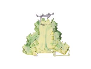 Złączka szynowa 3-piętrowa PE 2,5mm2 z podstawą oznacznika żółto-zielona 2002-3237 TOPJOBS