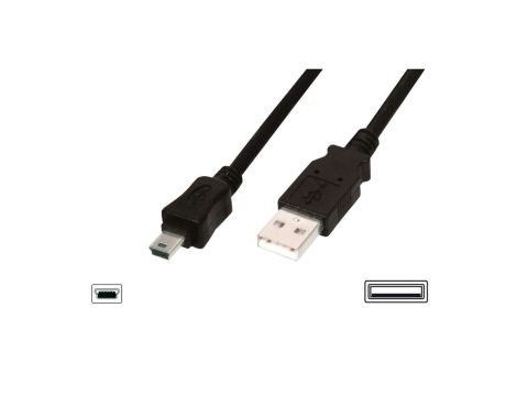 Kabel połączeniowy miniUSB 2.0 /Canon/ Typ USB A/miniUSB B(5pinów), M/M czarny 3m AK-300130-030-S