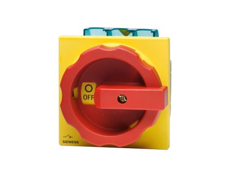 Rozłącznik główny/awaryjny 3P 32A 11.5kW AC23A 400V montaż tablicowy pokrętło żółto-czerwone 4 otwory 3LD2203-0TK53