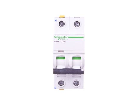 Wyłącznik nadprądowy 1P+N C 10A 10kA AC iC60H-C10-1N A9F07610