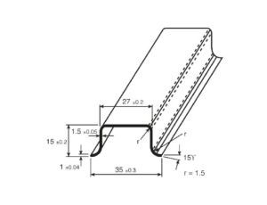 Szyna DIN Głęboka szyna typu Top Hat Bez otworów 1000mm x 35mm x 15mm