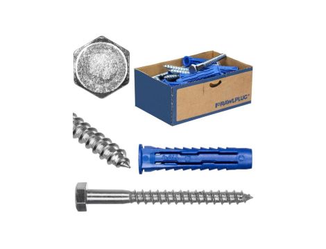 Kołki rozporowe uniwersalne 4ALL 12x60 z wkrętem z łbem sześciokątnym 8x100 10szt. RAWLPLUG