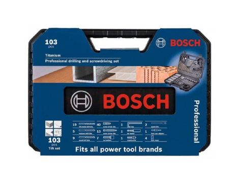 ZESTAW WIERTEŁ I BITÓW TITANIUM V-LINE 103 SZT.