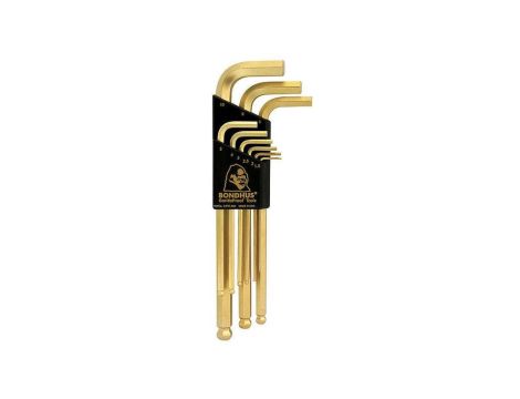 ZESTAW IMBUSÓW DŁUGICH Z KULKĄ 1.5-10MM,POKRYTE ZŁOTEM 9SZT.