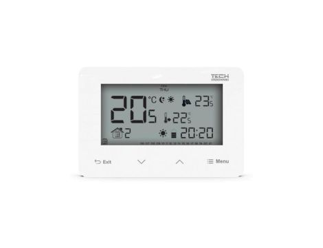 TECH ST-293 V3 - Regulator pokojowy przewodowy dwustanowy kolor biały szklany