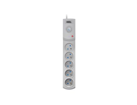 Przedłużacz przeciwprzepięciowy professional 5 gniazd 5m 10A 230V 2300W szary W-100036