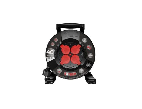 Przedłużacz bębnowy EXTREME LINE 4 gniazda z/u IP44 16A H05RR-F 3x2,5 40m czarny W-100031
