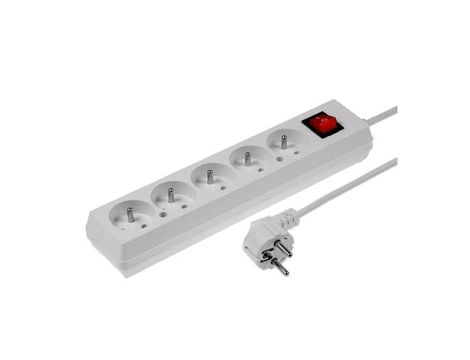 Przedłużacz z wyłącznikiem 5-gniazd z/u 10A 5m /OMY 3x1/ biały PS-570WS T-106020