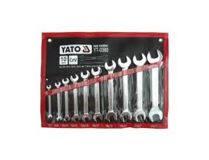 KLUCZE PŁASKIE Z POLEROWANĄ GŁÓWKĄ 10-CZĘŚCI 6-27MM