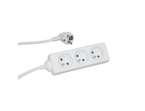 PRZEDŁUŻACZ LISTWOWY P330 3X 3M Z/U OKRĄGŁY WTYCZKA KĄTOWA 3x1,0mm2 IP20 10A 250V~ BIAŁY