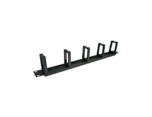 Organizator kabli RACK 19 1U metalowy czarny Alantec z plastikowymi uchwytami z przepustem szczotkowym