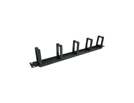 Organizator kabli RACK 19 1U metalowy czarny Alantec z plastikowymi uchwytami z przepustem szczotkowym