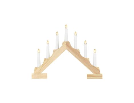 Dekoracje - świecznik drewniany 7 LED, 29 cm 2x AA ciepła biel, IP20, timer DCAW11