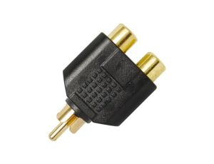 Przejście Adapter Audio do Subwoofera 1x RCA Cinch (wtyk) / 2x RCA Cinch (gniazdo) pozłacany czarny