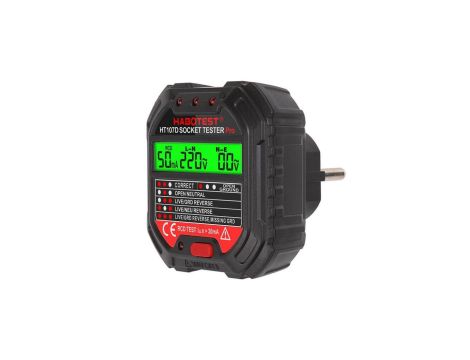 Tester gniazd z wyświetlaczem cyfrowym Habotest HT107D