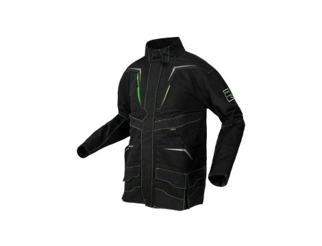 Bluza, kurtka robocza wzmocnienia na łokciach PREMIUM PRO czarna z neonowo-zielonymi przeszyciami rozmiar M/50 NEO 81-214-M