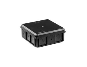 Puszka naścienna 90x37x90mm IP55 z dławnicami z wkrętem czarna NSW90x90 +3szt. złączka SCL IDEALNA (zestaw promocyjny) 35418707