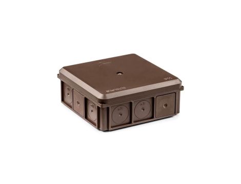 Puszka naścienna 90x37x90mm IP55 z dławnicami z wkrętem brązowa NSW90x90 +3szt. złączka SCL IDEALNA (zestaw promocyjny) 35418715