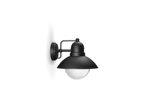 PHILIPS HOVERFLY CZARNY OPRAWA ŚCIENNA KINKIET ELEWACYJNY 1X E27/ 60W IP44 ALUMINIUM/ SZKŁO