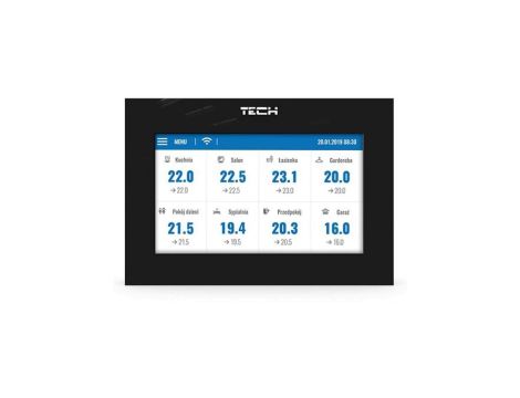 TECH ST-16S WiFi - Regulator pokojowy WiFi do sterowania siłownikami elektrycznymi (16 stref) kolor czarny